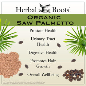 Capsules végétales Herbal Roots Saw Palmetto sur un fond neutre