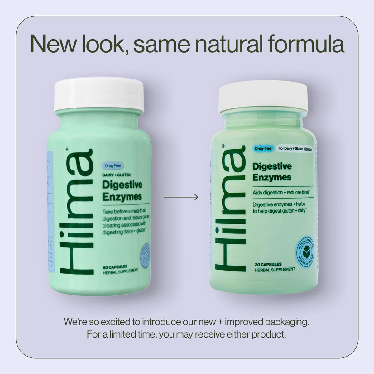 Capsules végétales Hilma Enzymes daily sur fond blanc