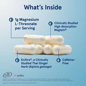 Capsules végétales Jarrow Formulas Magnesium L-Threonate sur fond blanc