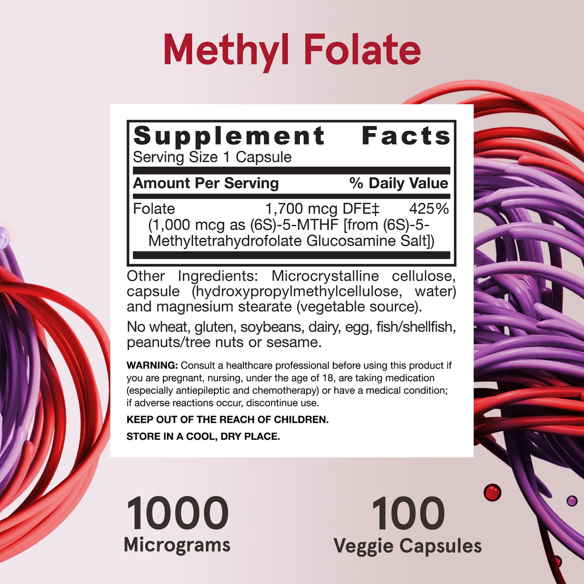 Capsules végétales Jarrow Methyl Folate 1000 mcg