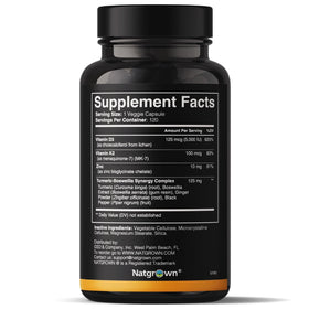 Capsules végétales Natgrown D3 K2 avec Zinc sur fond blanc