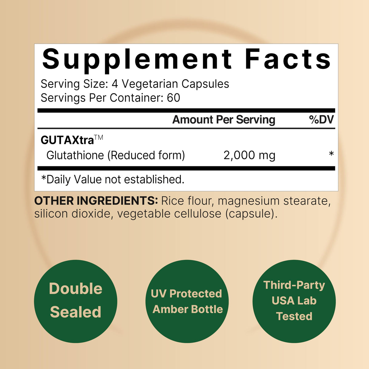 Capsules végétales NatureBell Glutathione sur une surface blanche