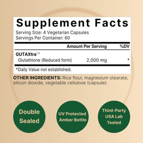 Capsules végétales NatureBell Glutathione sur une surface blanche