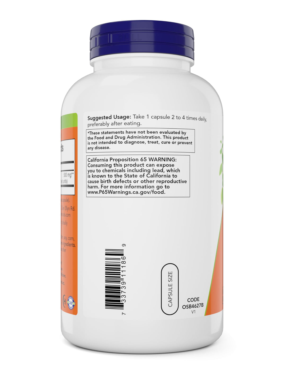 Capsules végétales NOW Foods Cayenne 500 mg à l'intérieur de la bouteille