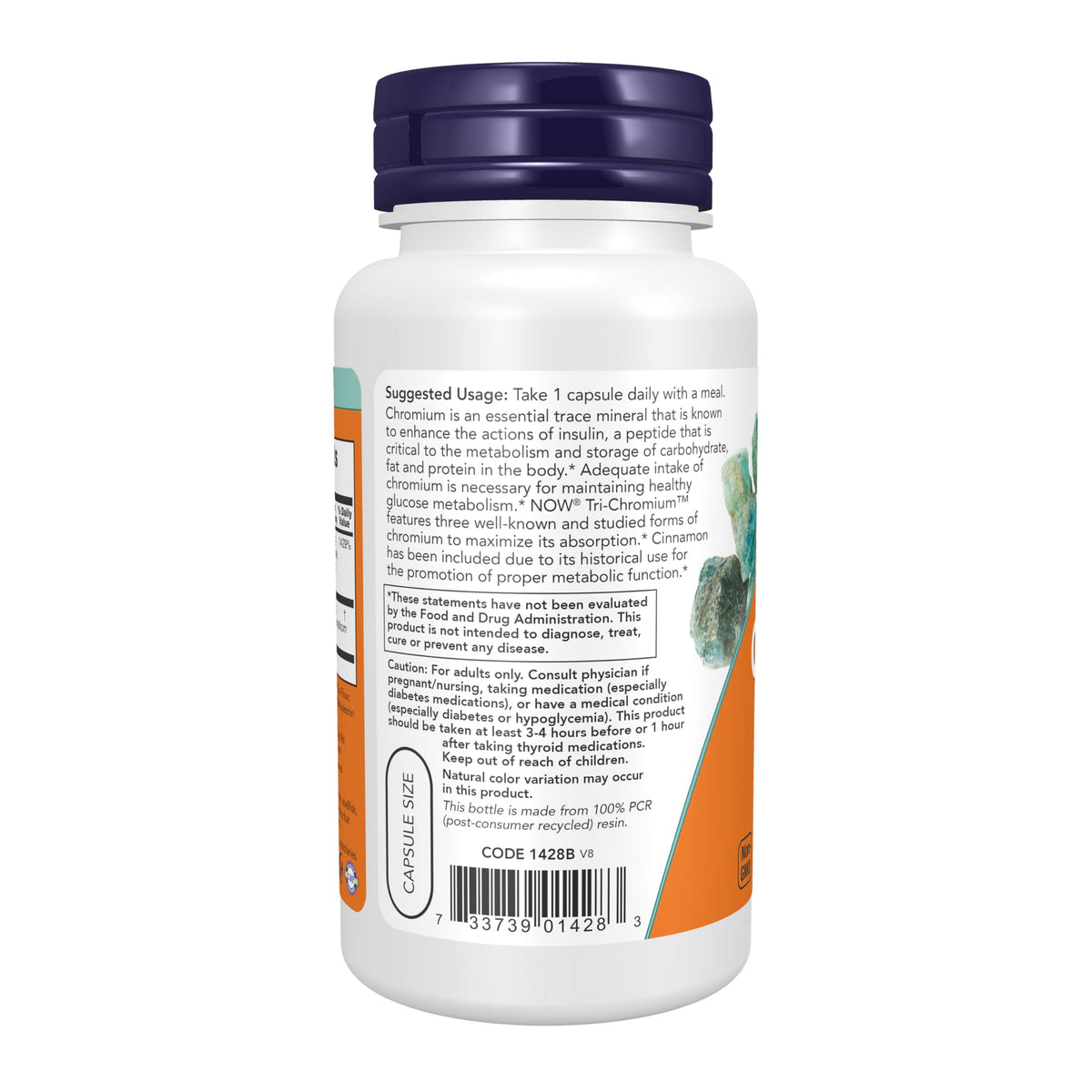 Capsules végétales NOW Foods Tri-Chromium sur une table en bois