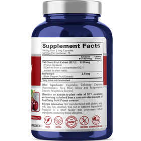 Capsules végétales NusaPure Cerise Acide 1100 mg sur une surface blanche