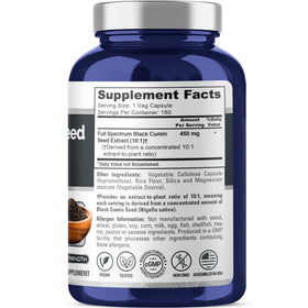 Capsules végétales NusaPure Graines de Cumin Noir sur fond blanc