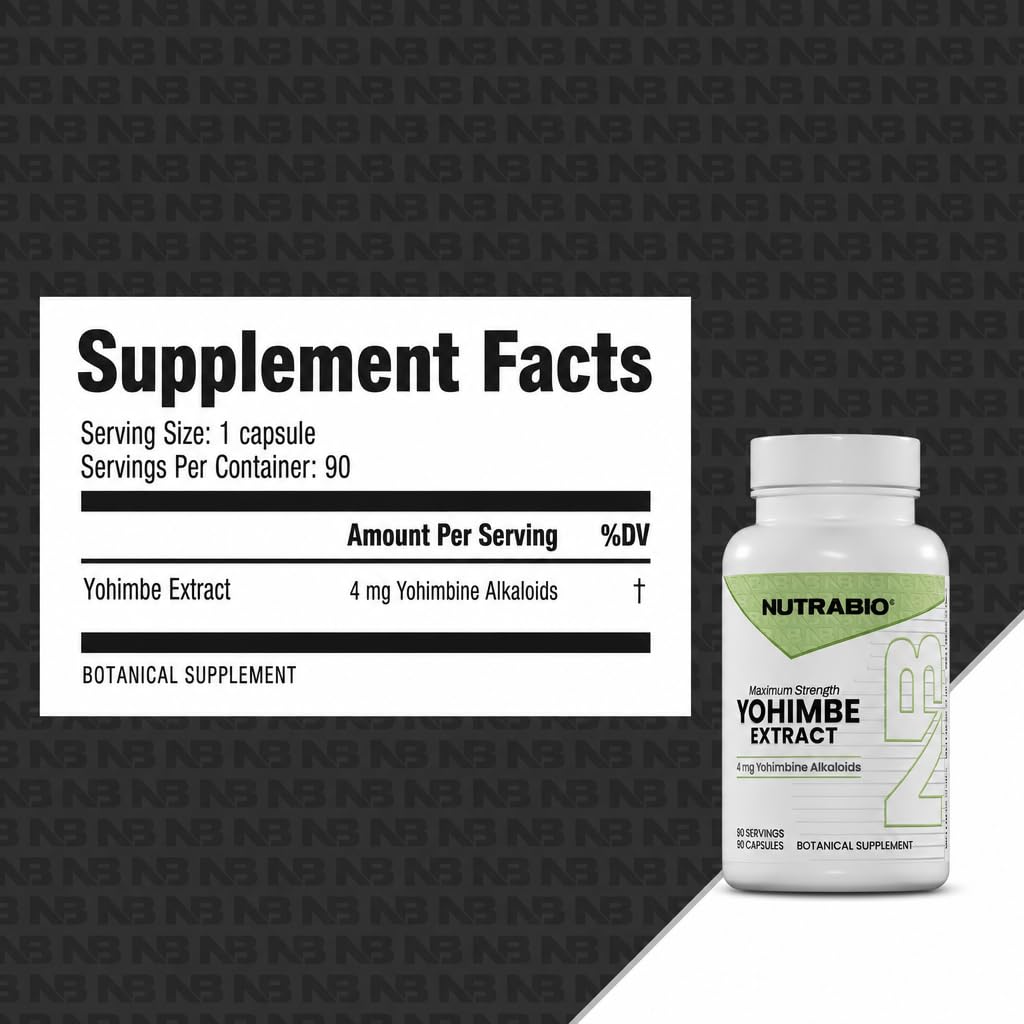 Capsules végétales NutraBio Yohimbe en gros plan