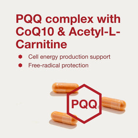 Capsules végétales PQQ Complex sur un fond neutre