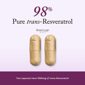Capsules végétales Reserveage Nutrition Resveratrol sur fond blanc