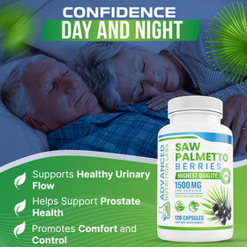 Capsules végétales Saw Palmetto 1500 mg sur une surface blanche