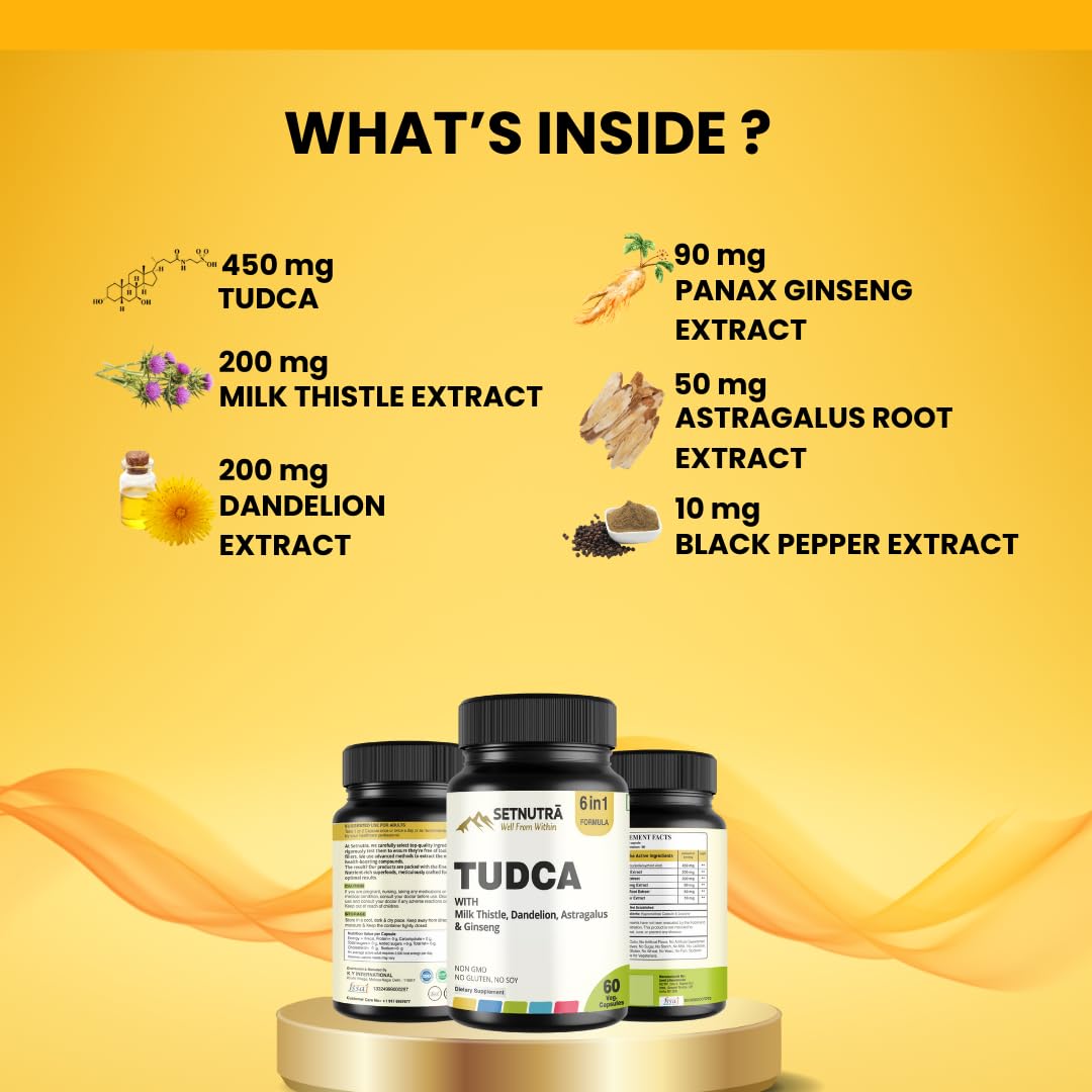Capsules végétales SETNUTRA TUDCA 6 en 1 sur fond blanc