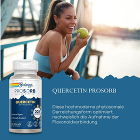 Capsules végétales SOLARAY Quercetin Phytosome sur une surface blanche