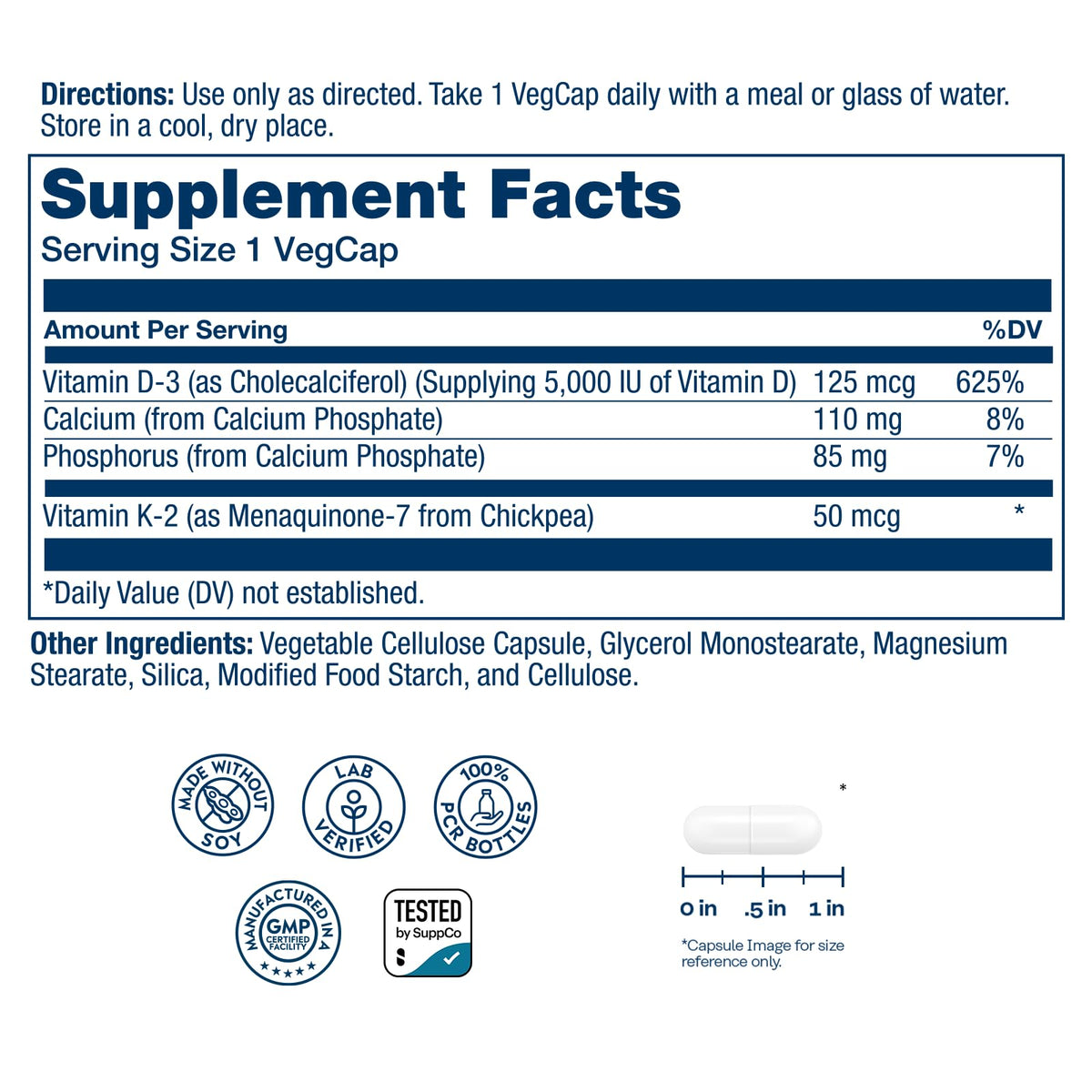 Capsules végétales SOLARAY Vitamine D3 K2 sur fond blanc