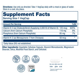Capsules végétales SOLARAY Vitamine D3 K2 sur fond blanc
