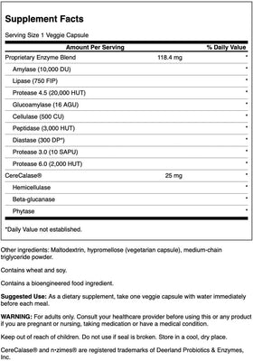 Capsules végétales Swanson N-Zimes sur fond blanc