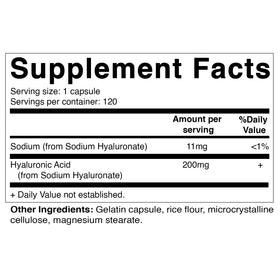 Capsules végétales Vitamatic Acide Hyaluronique 200 mg sur une surface