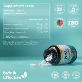 Capsules végétales Wellanova NAC 1 200 mg sur une surface en bois