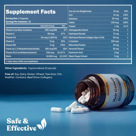 Capsules végétales Wellanova pour cheveux sur fond blanc