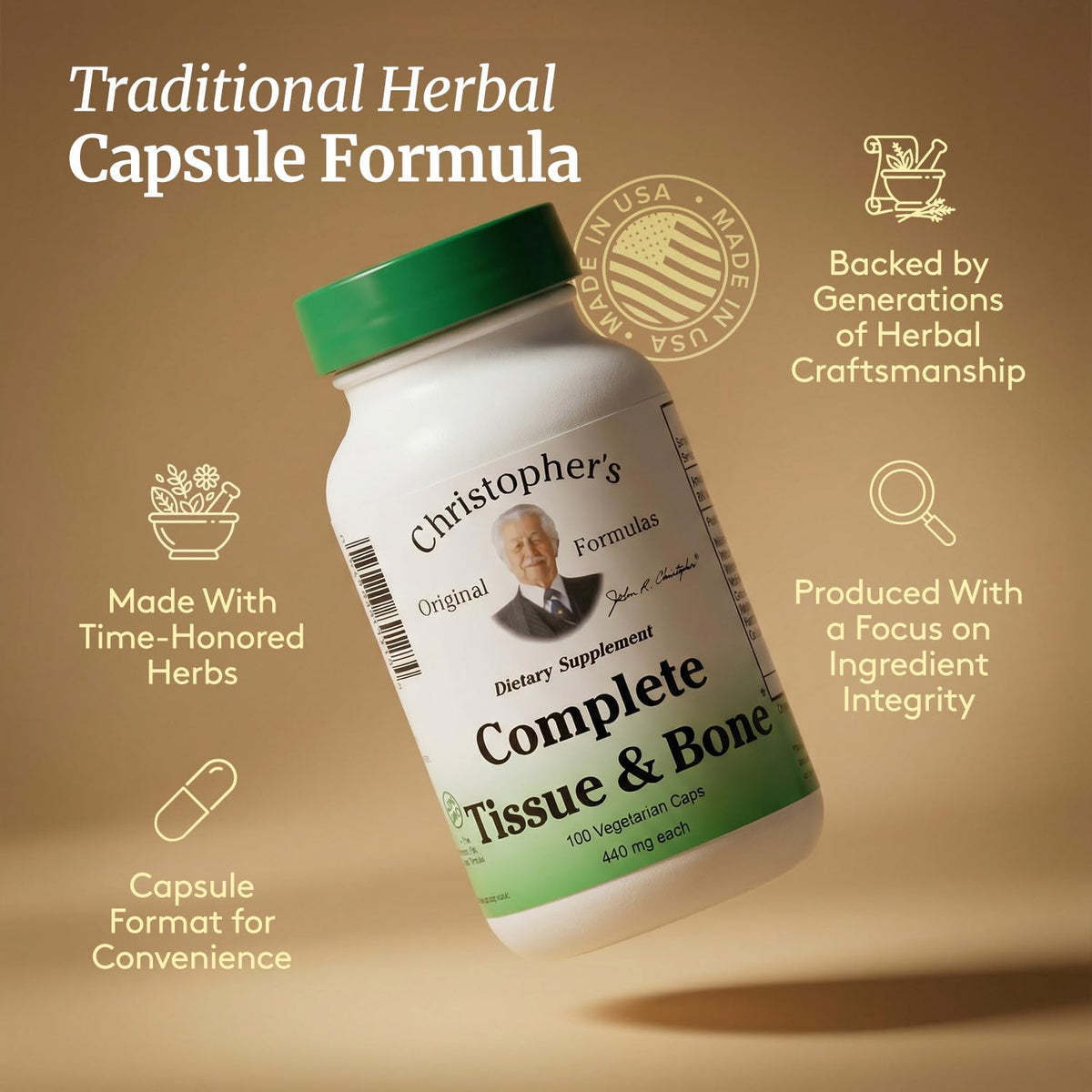 Capsules végétaliennes de Calcium de Christopher's Original Formulas