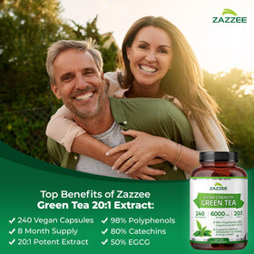 Capsules végétaliennes de Zazzee Extrait de Thé Vert