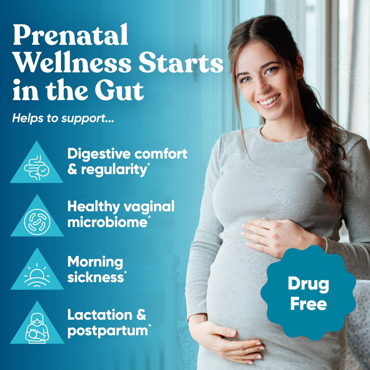 Capsules végétaliennes Eu Natural Prénatals Probiotiques en gros plan