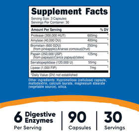 Capsules végétaliennes Nutricost Enzymes Protéolytiques en gros plan