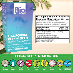 Capsules végétariennes Bio Nutrition Poppy Californien en gros plan