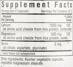 Capsules végétariennes BlueBonnet Calcium Magnésium Plus Bore sur table