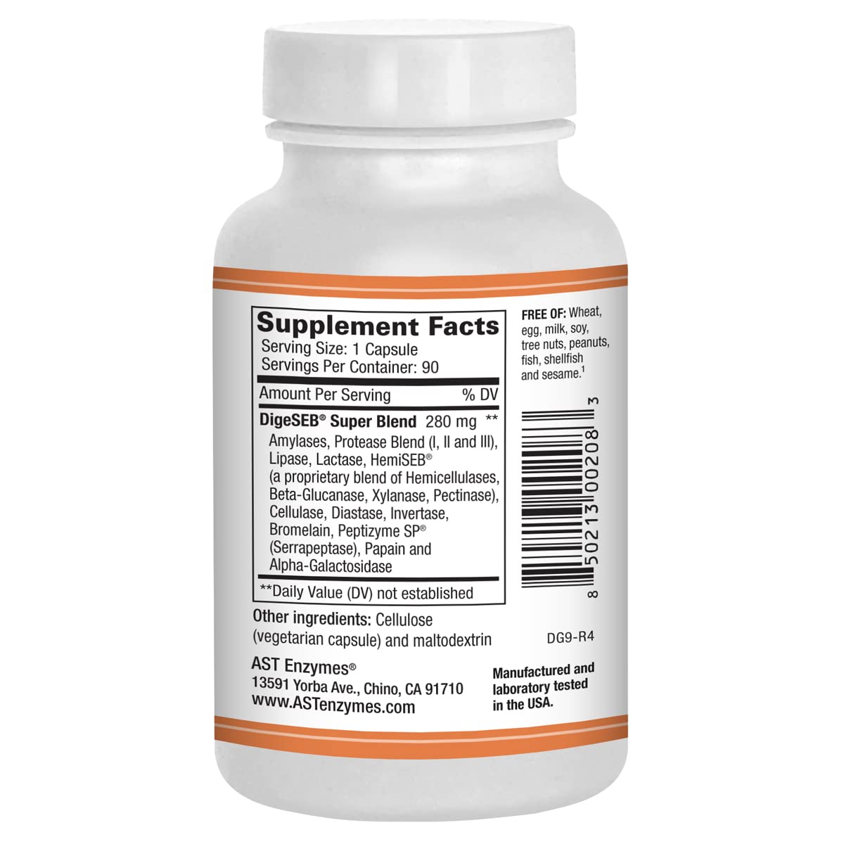 Capsules végétariennes d'AST Enzymes daily-GI sur une surface blanche