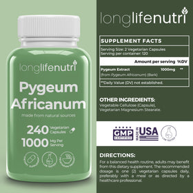 Capsules végétariennes d'extrait d'écorce de pygeum africain en gros plan