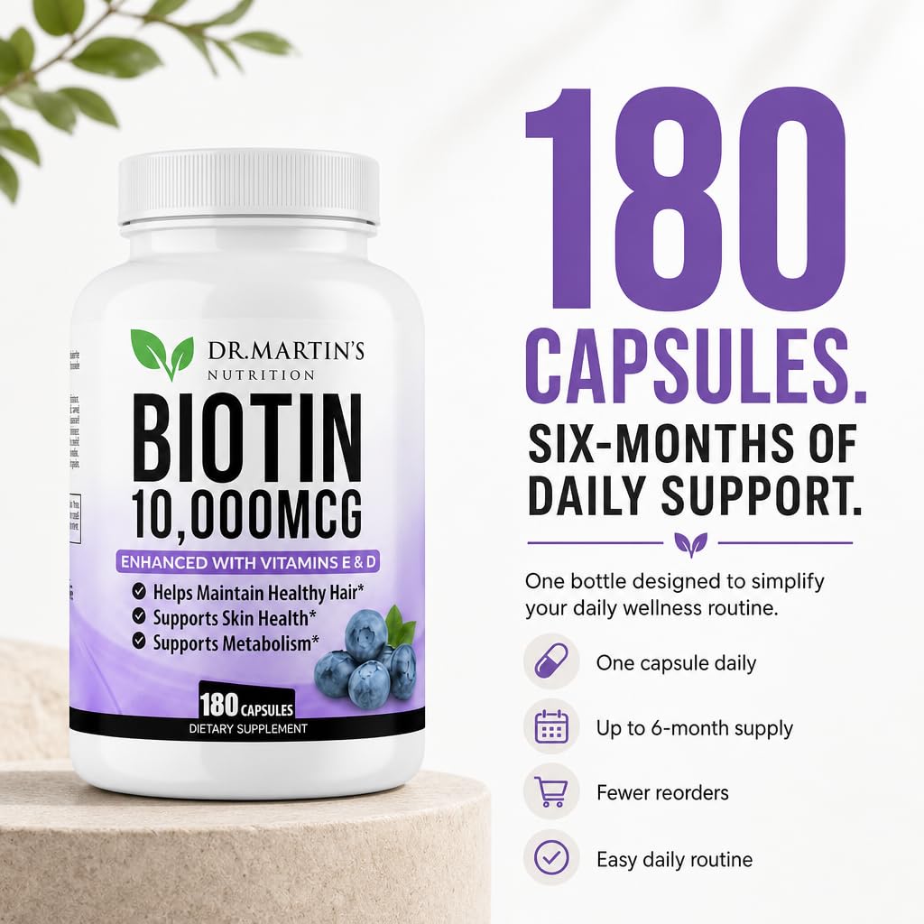 Capsules végétariennes de Biotine 10000mcg sur une surface blanche
