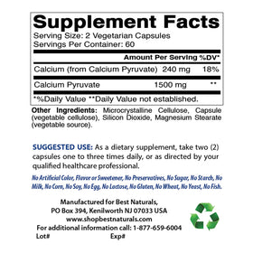 Capsules végétariennes de Calcium Pyruvate 750 mg Best Naturals