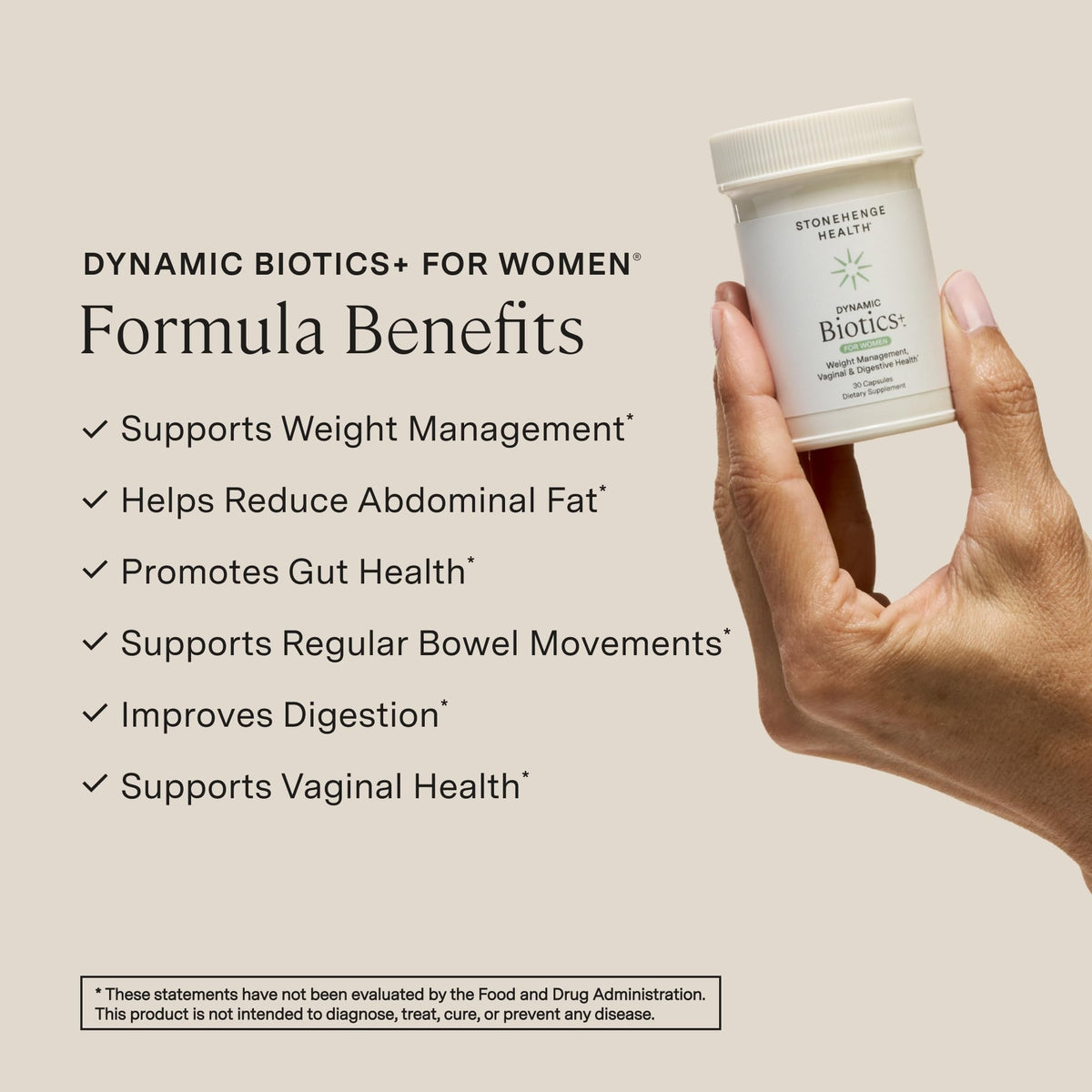 Capsules végétariennes de Dynamic Biotics+ pour Femmes, vue en gros plan