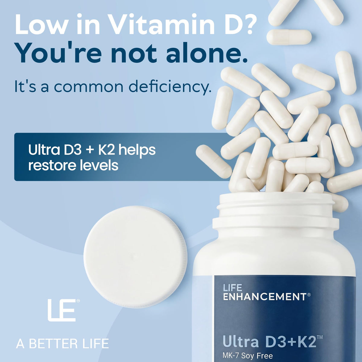 Capsules végétariennes de Life support D3 K2
