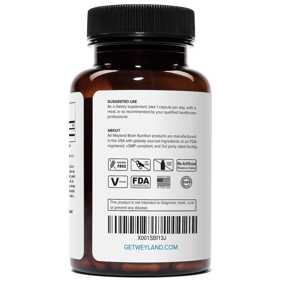 Capsules végétariennes de Lithium Orotate Weyland sur fond blanc