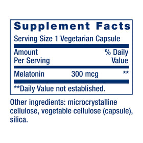Capsules végétariennes de mélatonine Life Extension en gros plan