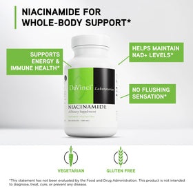 Capsules végétariennes de Niacinamide DAVINCI sur une table