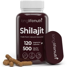 Capsules végétariennes de Shilajit Pur 500mg en boîte