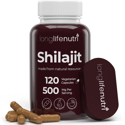 Capsules végétariennes de Shilajit Pur 500mg en boîte