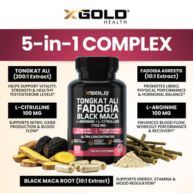 Capsules végétariennes de Tongkat Ali 200:1 X Gold Health