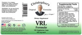 Capsules végétariennes de VRL Formula de Christopher's sur fond blanc