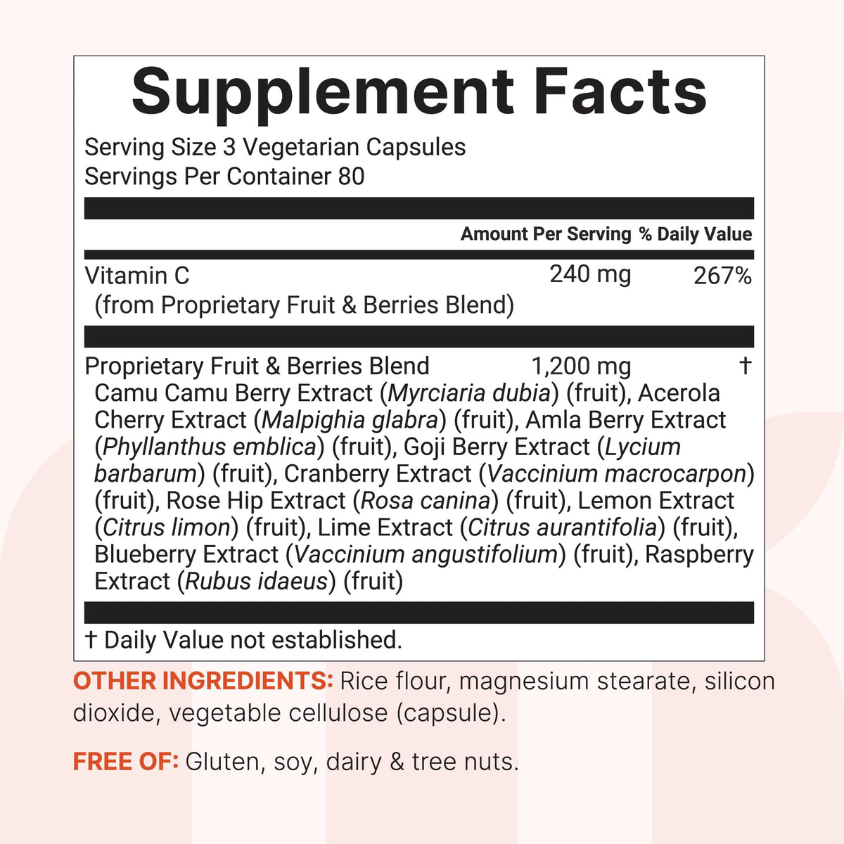 Capsules végétariennes du Complexe de Vitamine C de Micro Ingredients sur fond blanc