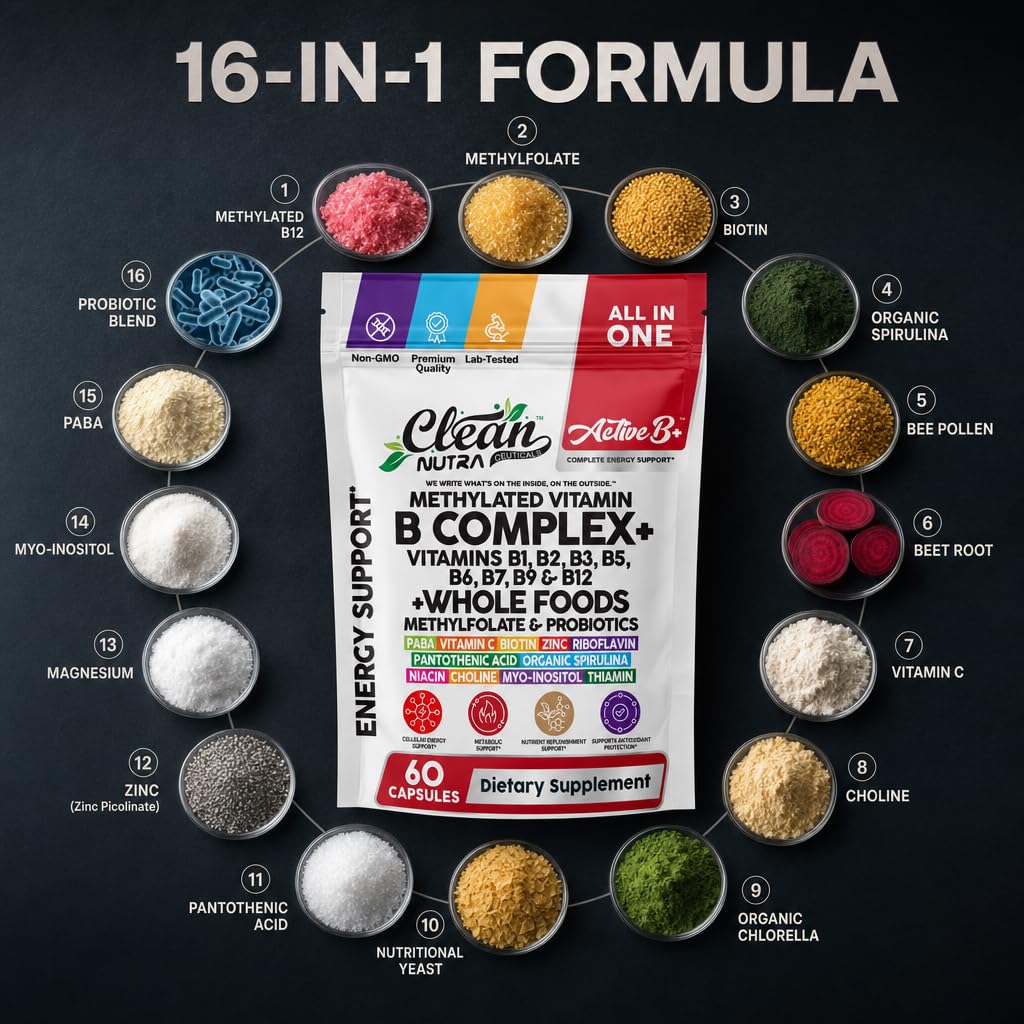 Capsules végétariennes du Complexe de Vitamines B Methylé Clean Nutraceuticals