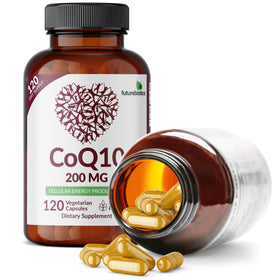 Capsules végétariennes Futurebiotics CoQ10 sur une surface