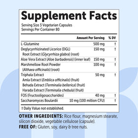 Capsules végétariennes L-Glutamine+ Advanced de Micro Ingredients sur fond blanc