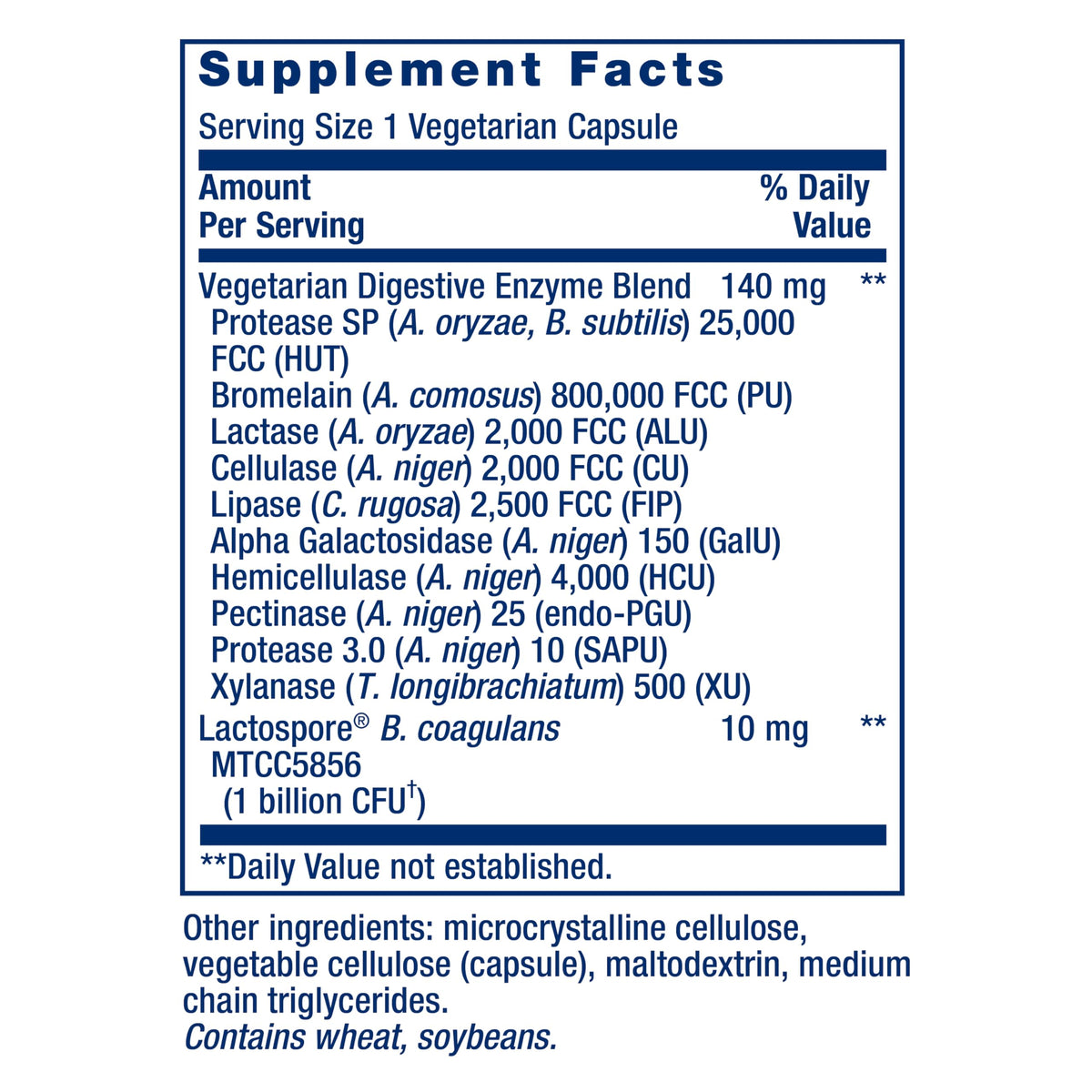 Capsules végétariennes Life Extension Multi-Enzymes sur fond blanc
