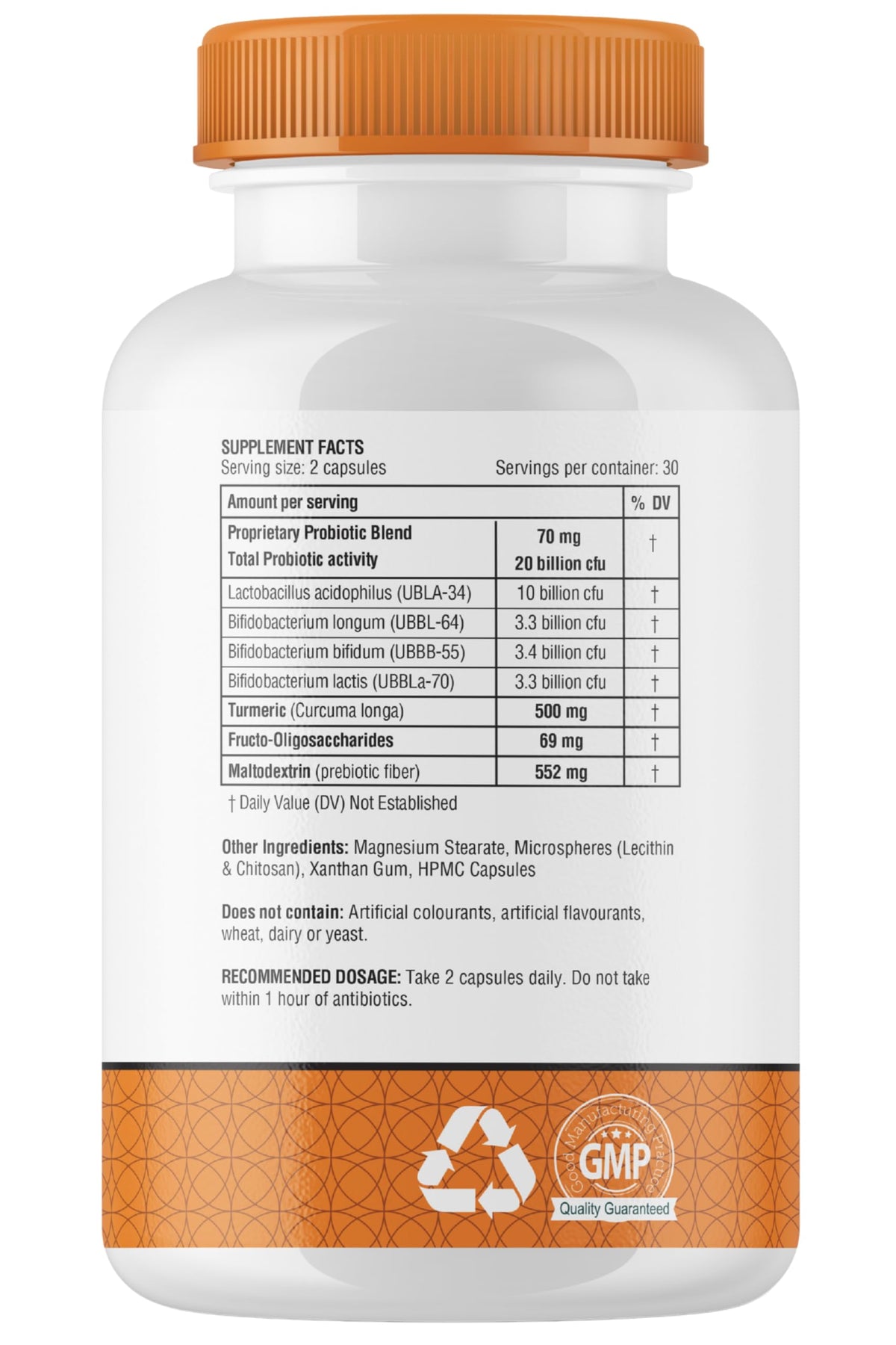 Capsules végétariennes obel de complément probiotique et prébiotique
