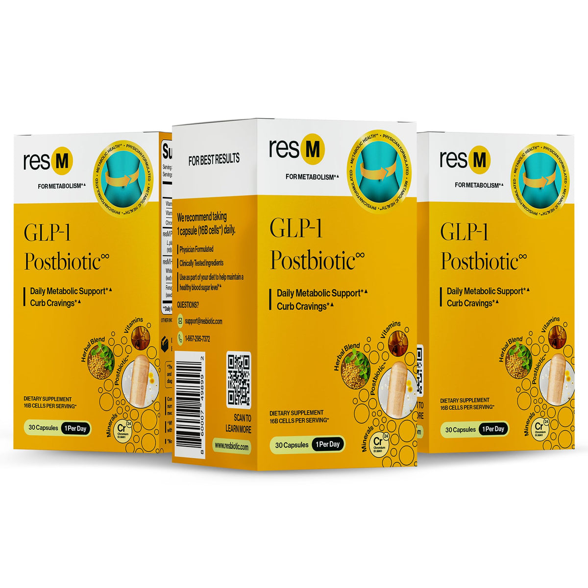 Capsules végétariennes ResBiotic sur fond blanc