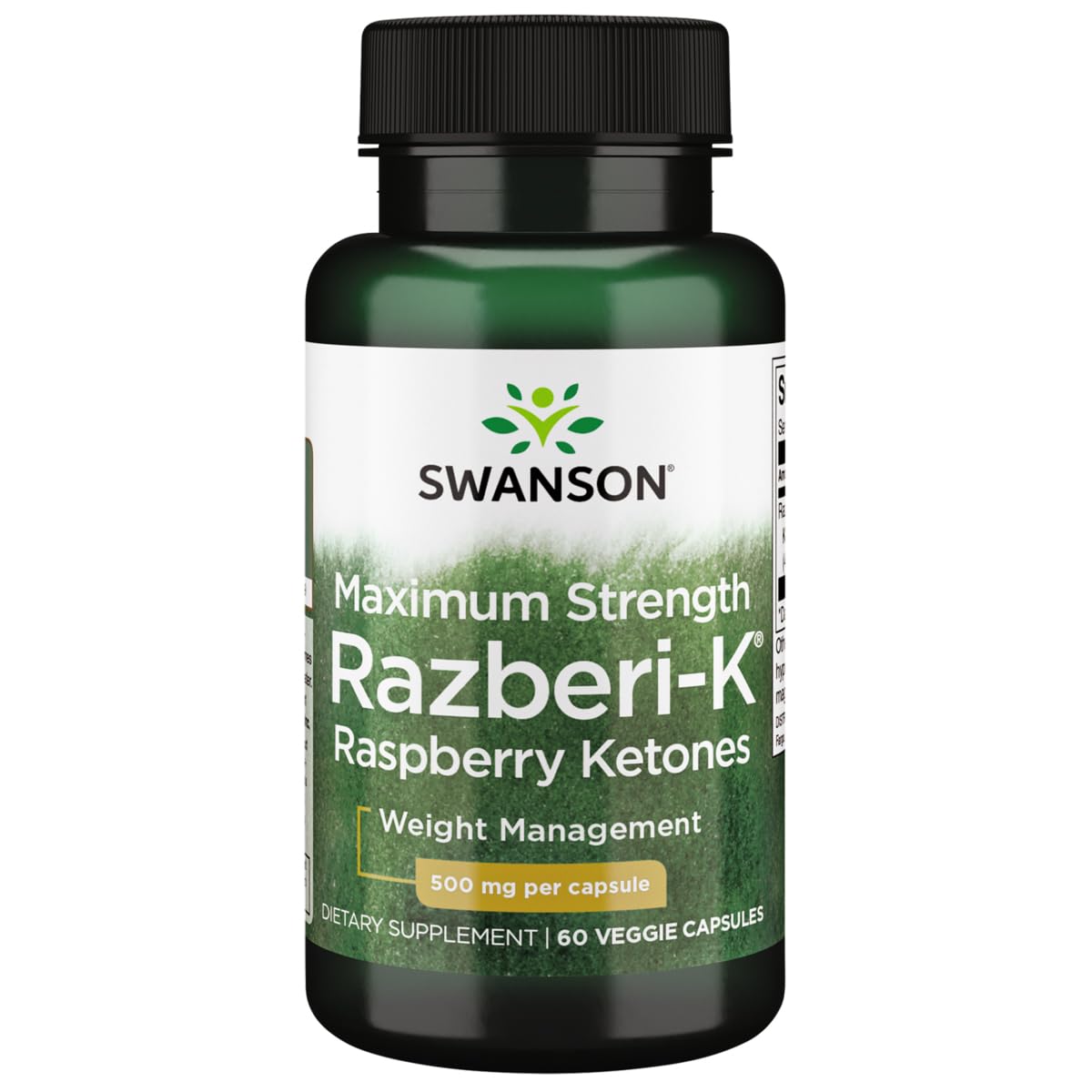 Capsules végétariennes Swanson Razberi-K 500 mg en boîte
